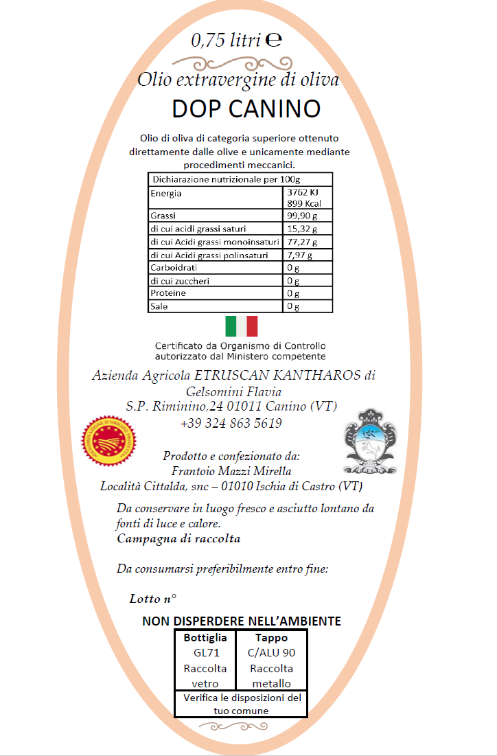 Olio evo DOP Canino 0,75 l - immagine 2