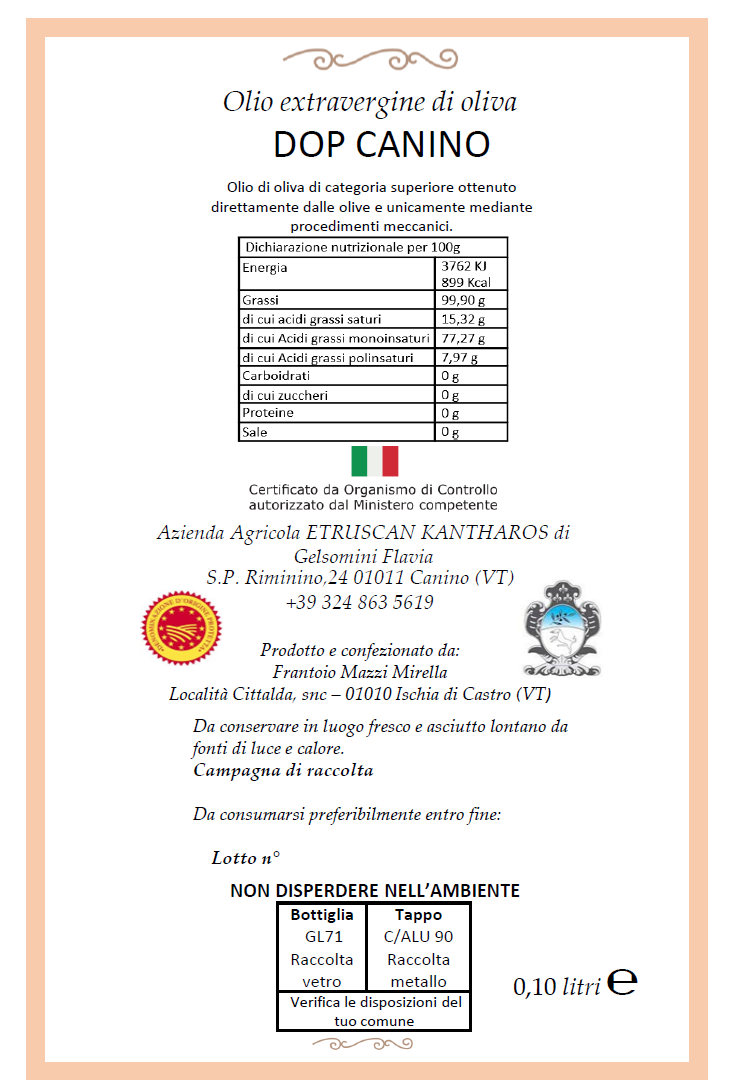 Olio Evo DOP Canino 0,10 l - immagine 2