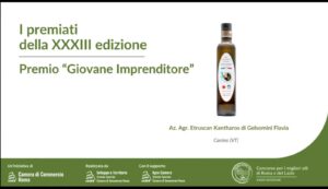 Premio Miglior Giovane Imprenditore vinto da Flavia Gelsomini di Etruscan Kantharos.